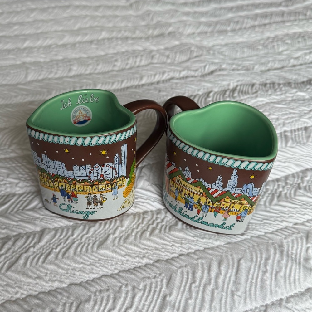 Vintage Christkindlmarket 2018 Chicago Collectible Mug Green Heart Shaped - Picture 2 of 5